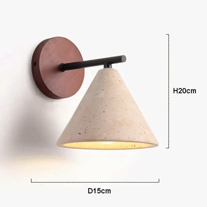 Kiki's Way | Bianco Splendente Wall Light – Travertine & Wood, E27