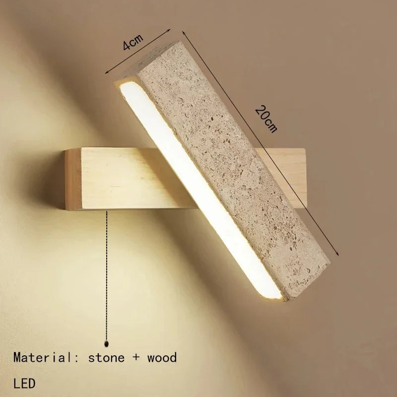 Kiki's Way | Artemis Travertine Wall Light – Rotatable, Wood Detail