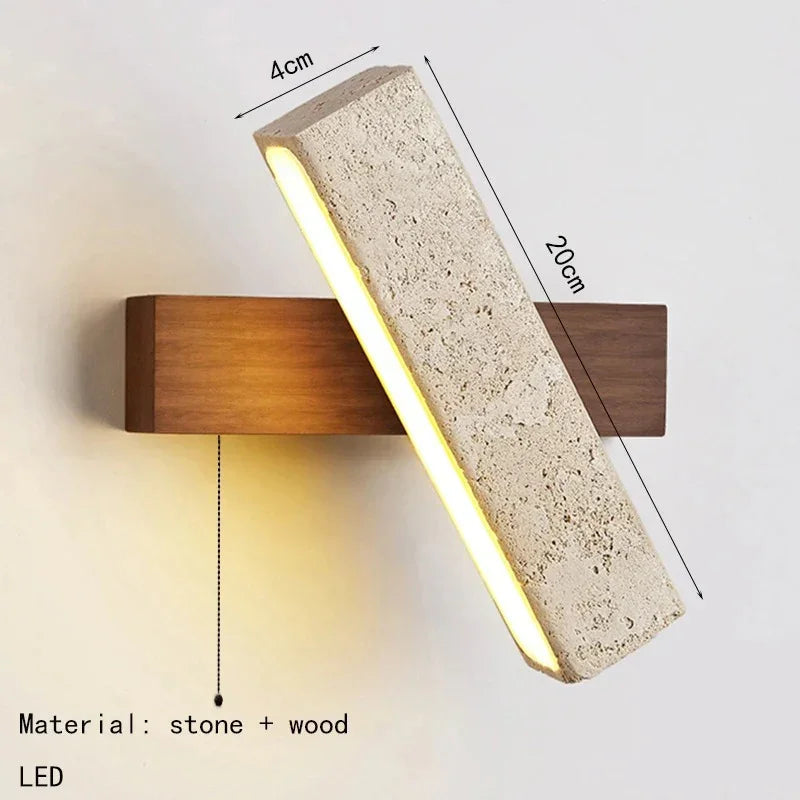 Kiki's Way | Artemis Travertine Wall Light – Rotatable, Wood Detail