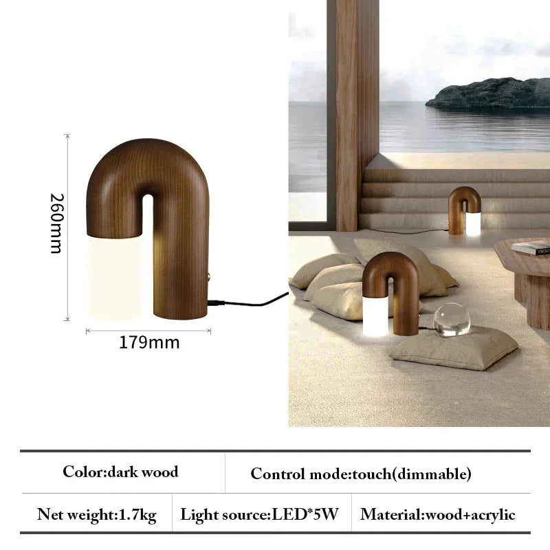 Kiki's Way | Båglampa Arched Table Lamp – Wood & Acrylic