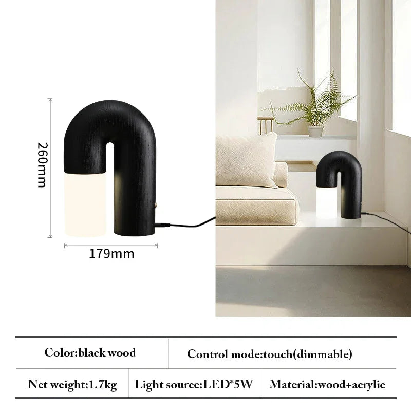Kiki's Way | Båglampa Arched Table Lamp – Wood & Acrylic