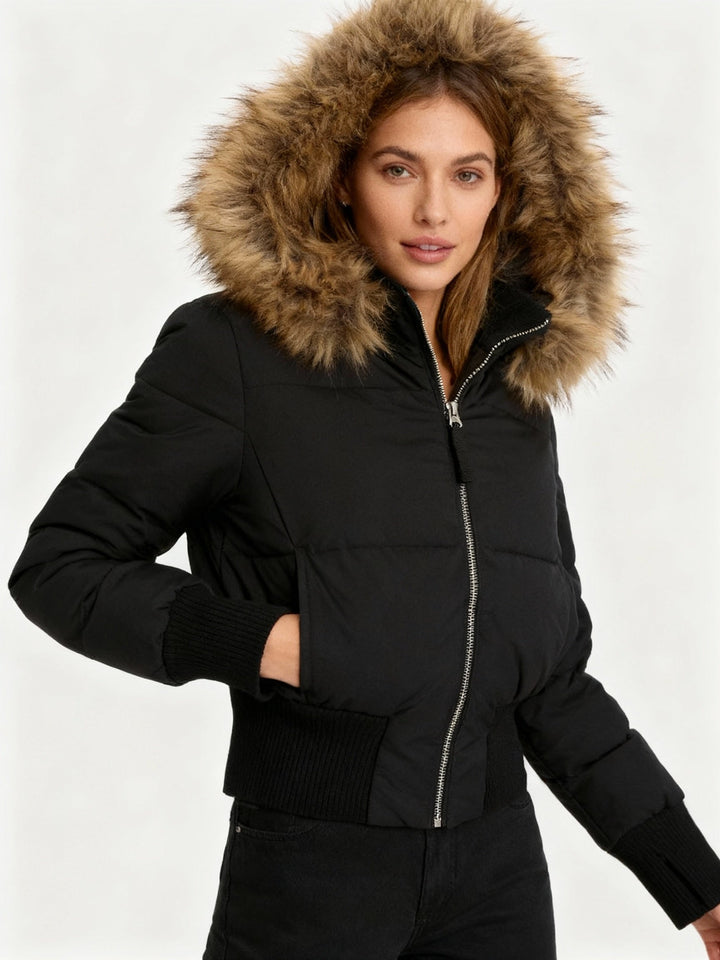 Women's Quilted Winter Jacket with Warm & Detachable Hood