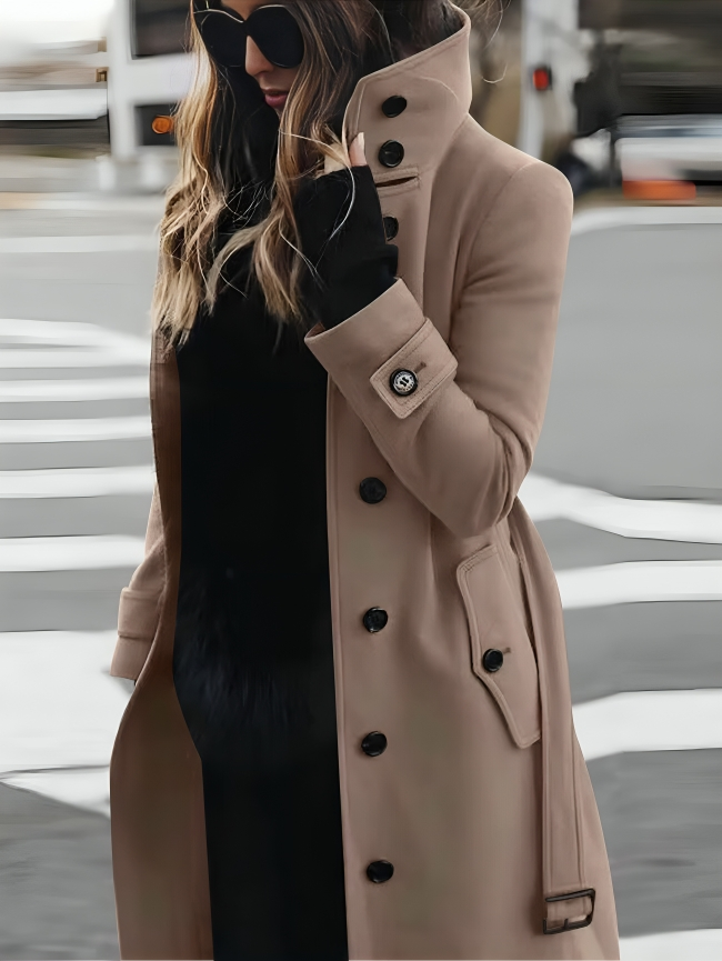 Women's Long-Sleeve Wool Winter Coat