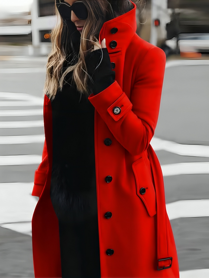 Women's Long-Sleeve Wool Winter Coat